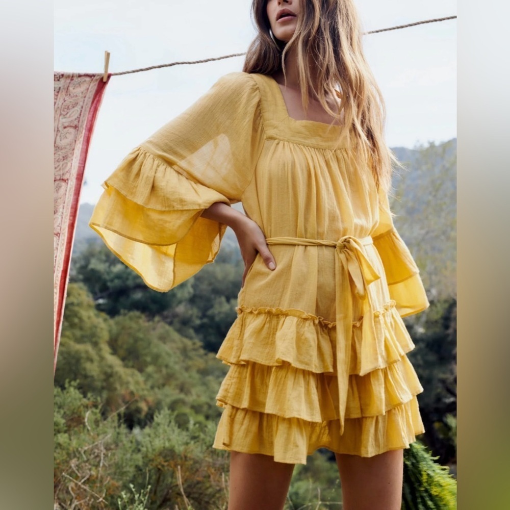 NWT Free People Gretta Mini Dress in Snd/Sable, XS, Wedding Guest Summer Party